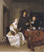 Gerhard ter Borch A Woman playing a Theorbo to two Men china oil painting reproduction